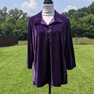 COLDWATER CREEK Velour Pullover Top Medium